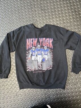NY Giants NFL Dead Threads distressed women’s Black Graphic Crewneck Sweatshirt
